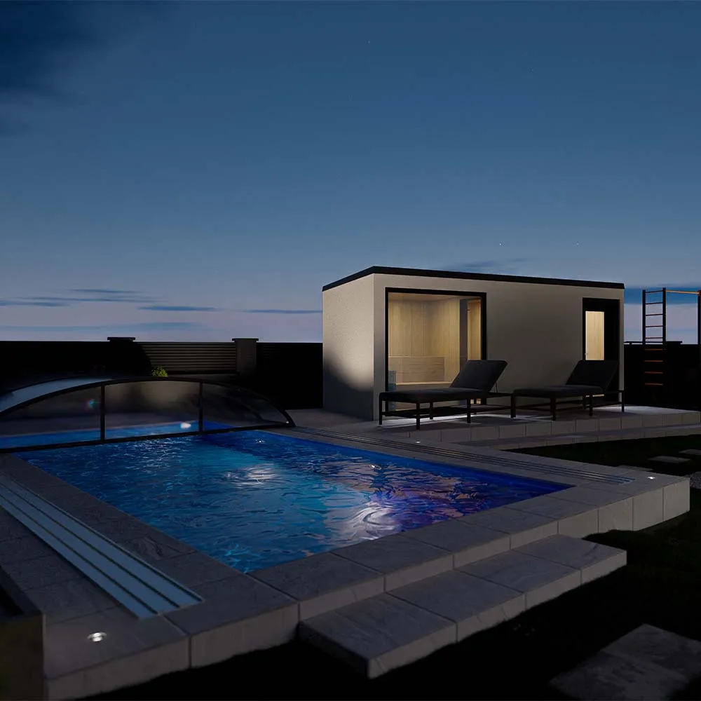3D vizualizace – bazén a sauna za denního světla